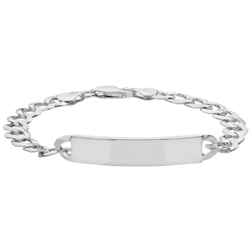 Silver Mens' Flat Open Curb Id Bracelet 14.04g